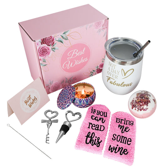 12 Oz Stainless Steel Insulated Wine Tumbler Gift Set for Women Mom Grandma Birthday Valentines Day Mothers Day Gifts