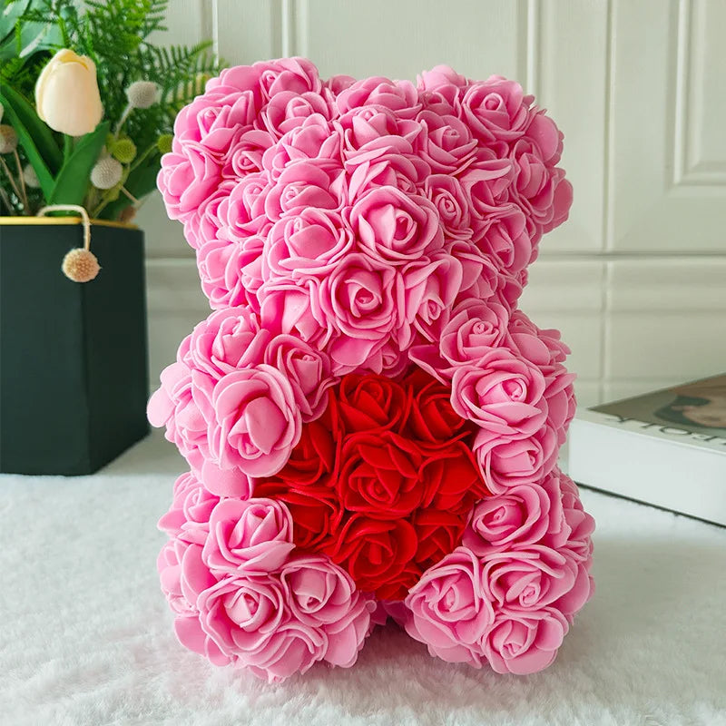 Fully Assembled Hugz Teddy Bear Rose Flower Bear for Mothers Day Valentines Day Artificial Flowers Gift