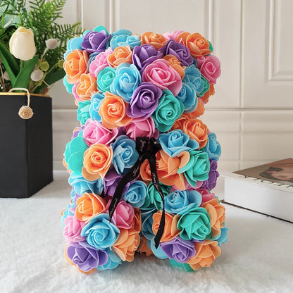 Fully Assembled Hugz Teddy Bear Rose Flower Bear for Mothers Day Valentines Day Artificial Flowers Gift