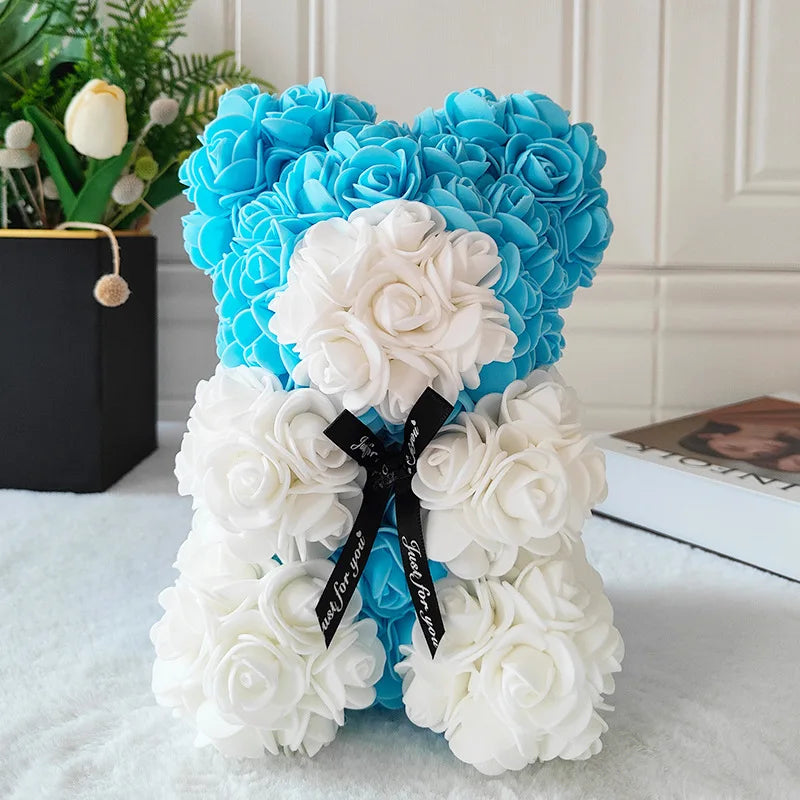 Fully Assembled Hugz Teddy Bear Rose Flower Bear for Mothers Day Valentines Day Artificial Flowers Gift