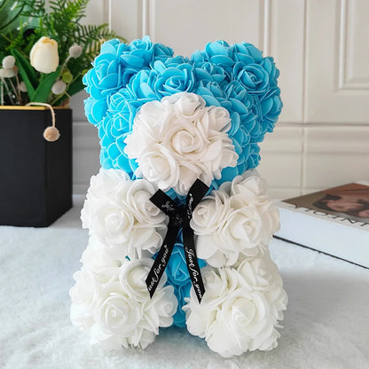 Fully Assembled Hugz Teddy Bear Rose Flower Bear for Mothers Day Valentines Day Artificial Flowers Gift