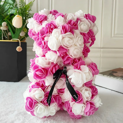 Fully Assembled Hugz Teddy Bear Rose Flower Bear for Mothers Day Valentines Day Artificial Flowers Gift