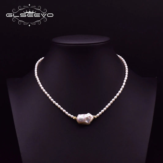 Natural Big Baroque Pearl Pendant Necklace for Wedding Valentines Day Gift Women's Jewelry