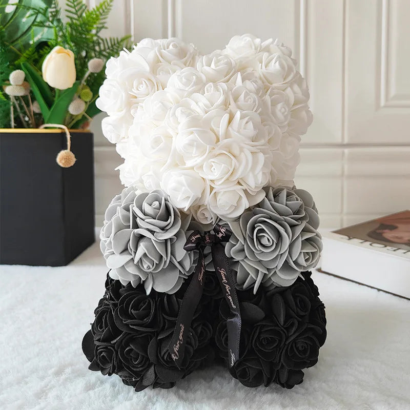 Fully Assembled Hugz Teddy Bear Rose Flower Bear for Mothers Day Valentines Day Artificial Flowers Gift