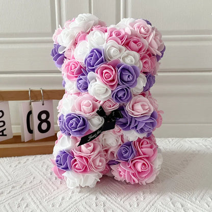 Fully Assembled Hugz Teddy Bear Rose Flower Bear for Mothers Day Valentines Day Artificial Flowers Gift