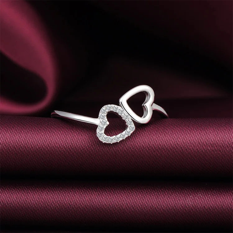 Heart Open Ring 925 Silver Adjustable Rings Jewelry Valentines Day 2022