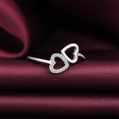 Heart Open Ring 925 Silver Adjustable Rings Jewelry Valentines Day 2022