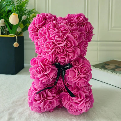 Fully Assembled Hugz Teddy Bear Rose Flower Bear for Mothers Day Valentines Day Artificial Flowers Gift