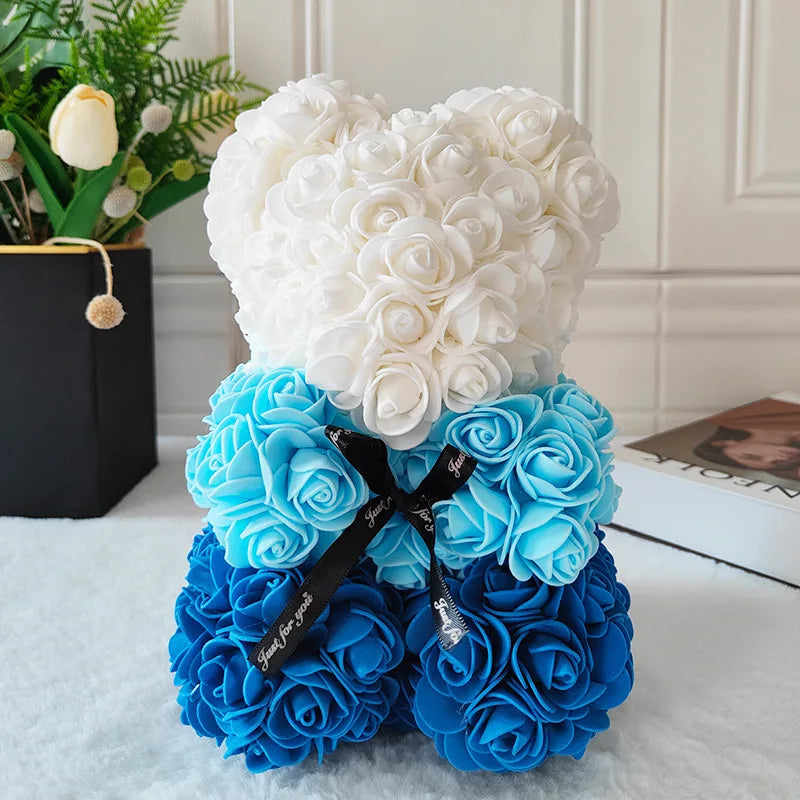 Fully Assembled Hugz Teddy Bear Rose Flower Bear for Mothers Day Valentines Day Artificial Flowers Gift
