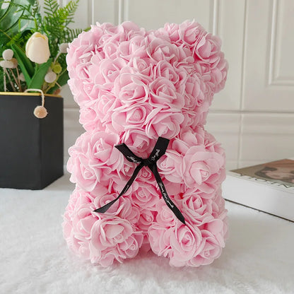 Fully Assembled Hugz Teddy Bear Rose Flower Bear for Mothers Day Valentines Day Artificial Flowers Gift