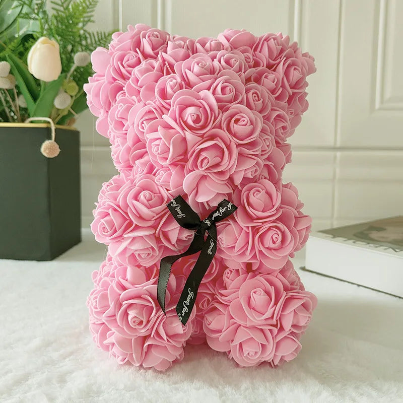 Fully Assembled Hugz Teddy Bear Rose Flower Bear for Mothers Day Valentines Day Artificial Flowers Gift