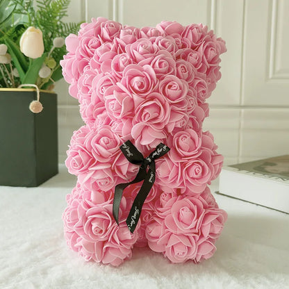 Fully Assembled Hugz Teddy Bear Rose Flower Bear for Mothers Day Valentines Day Artificial Flowers Gift