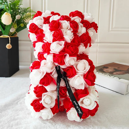 Fully Assembled Hugz Teddy Bear Rose Flower Bear for Mothers Day Valentines Day Artificial Flowers Gift
