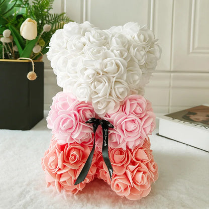 Fully Assembled Hugz Teddy Bear Rose Flower Bear for Mothers Day Valentines Day Artificial Flowers Gift