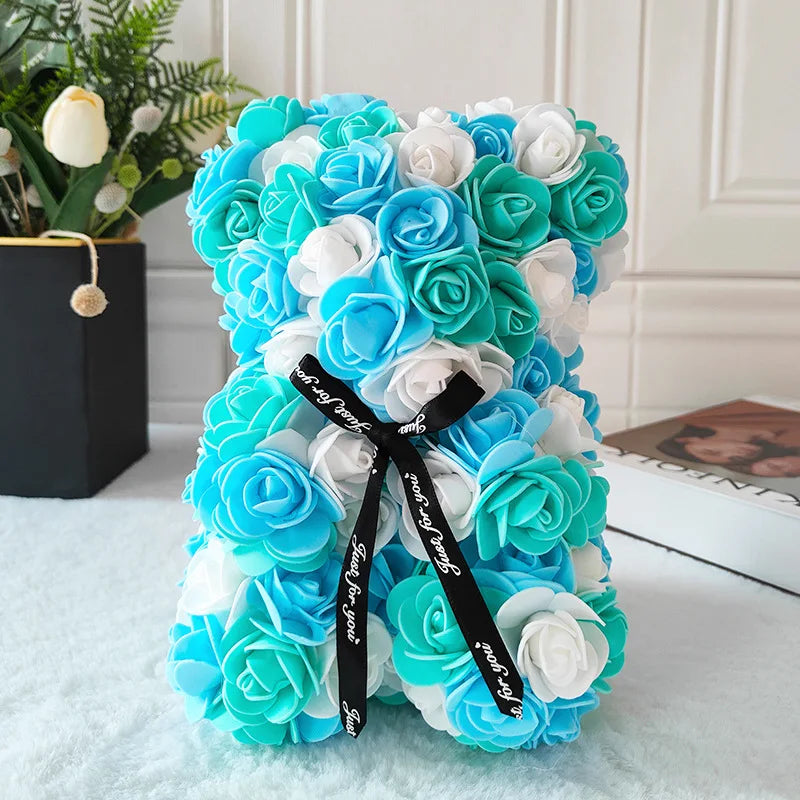 Fully Assembled Hugz Teddy Bear Rose Flower Bear for Mothers Day Valentines Day Artificial Flowers Gift