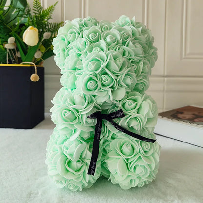 Fully Assembled Hugz Teddy Bear Rose Flower Bear for Mothers Day Valentines Day Artificial Flowers Gift