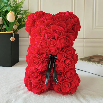 Fully Assembled Hugz Teddy Bear Rose Flower Bear for Mothers Day Valentines Day Artificial Flowers Gift