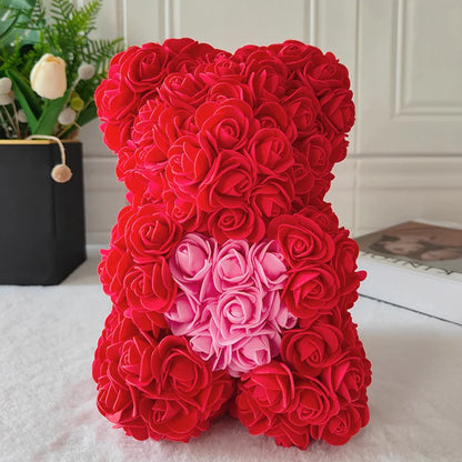 Fully Assembled Hugz Teddy Bear Rose Flower Bear for Mothers Day Valentines Day Artificial Flowers Gift