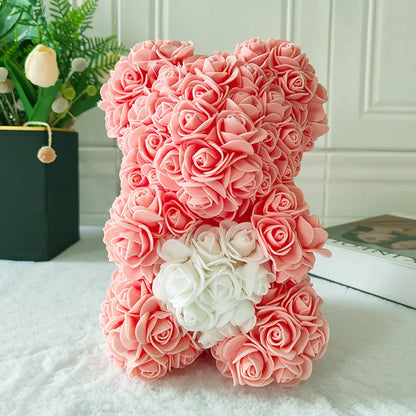 Fully Assembled Hugz Teddy Bear Rose Flower Bear for Mothers Day Valentines Day Artificial Flowers Gift