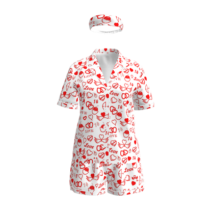 2022 Valentines Day Nightwear Bathrobe Valentine Set Headbands Silk Pyjamas Sets Women Pajamas