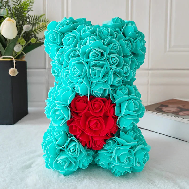 Fully Assembled Hugz Teddy Bear Rose Flower Bear for Mothers Day Valentines Day Artificial Flowers Gift