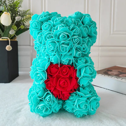 Fully Assembled Hugz Teddy Bear Rose Flower Bear for Mothers Day Valentines Day Artificial Flowers Gift