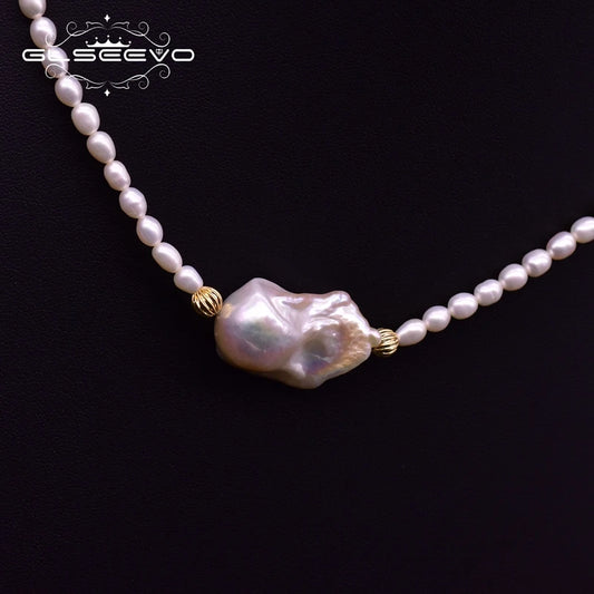 Natural Big Baroque Pearl Pendant Necklace for Wedding Valentines Day Gift Women's Jewelry