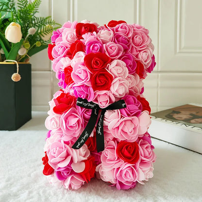 Fully Assembled Hugz Teddy Bear Rose Flower Bear for Mothers Day Valentines Day Artificial Flowers Gift