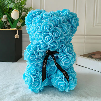 Fully Assembled Hugz Teddy Bear Rose Flower Bear for Mothers Day Valentines Day Artificial Flowers Gift