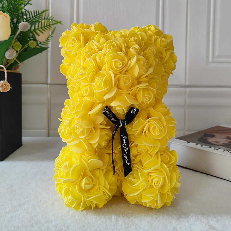 Fully Assembled Hugz Teddy Bear Rose Flower Bear for Mothers Day Valentines Day Artificial Flowers Gift