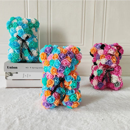 Fully Assembled Hugz Teddy Bear Rose Flower Bear for Mothers Day Valentines Day Artificial Flowers Gift