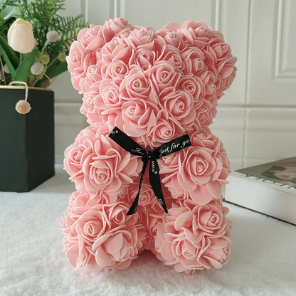 Fully Assembled Hugz Teddy Bear Rose Flower Bear for Mothers Day Valentines Day Artificial Flowers Gift
