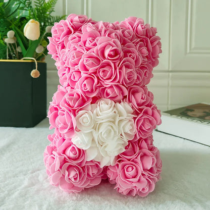 Fully Assembled Hugz Teddy Bear Rose Flower Bear for Mothers Day Valentines Day Artificial Flowers Gift