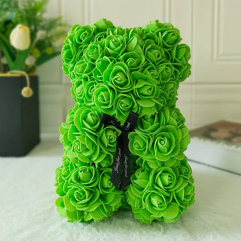 Fully Assembled Hugz Teddy Bear Rose Flower Bear for Mothers Day Valentines Day Artificial Flowers Gift