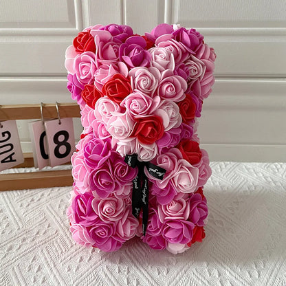 Fully Assembled Hugz Teddy Bear Rose Flower Bear for Mothers Day Valentines Day Artificial Flowers Gift