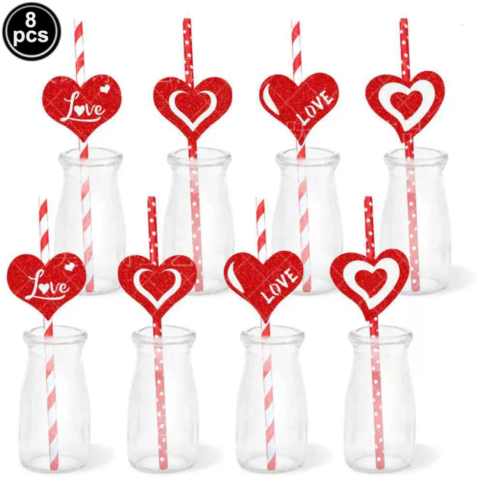 7pcs Valentines Heart Balloon 18" Foil Love Balloons Happy Valentines Balloon I Love You Balloon Valentines Day Wedding Decors