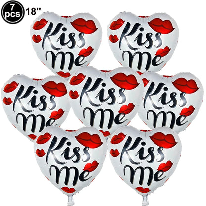 7pcs Valentines Heart Balloon 18" Foil Love Balloons Happy Valentines Balloon I Love You Balloon Valentines Day Wedding Decors