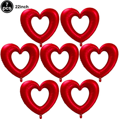 7pcs Valentines Heart Balloon 18" Foil Love Balloons Happy Valentines Balloon I Love You Balloon Valentines Day Wedding Decors