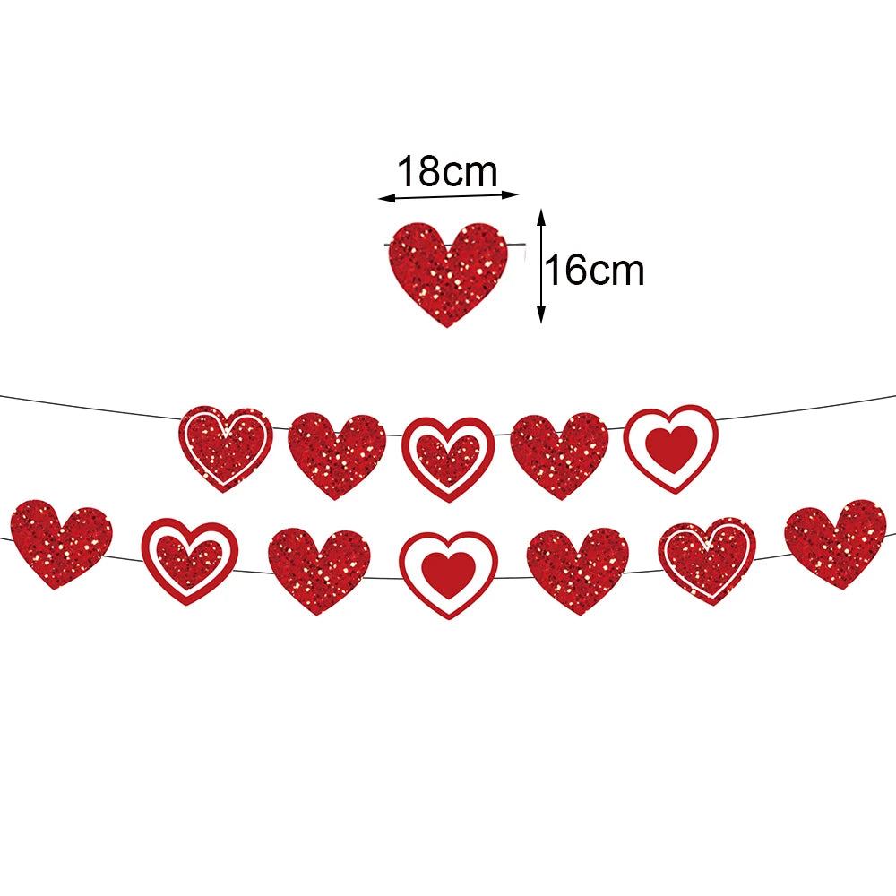 7pcs Valentines Heart Balloon 18" Foil Love Balloons Happy Valentines Balloon I Love You Balloon Valentines Day Wedding Decors