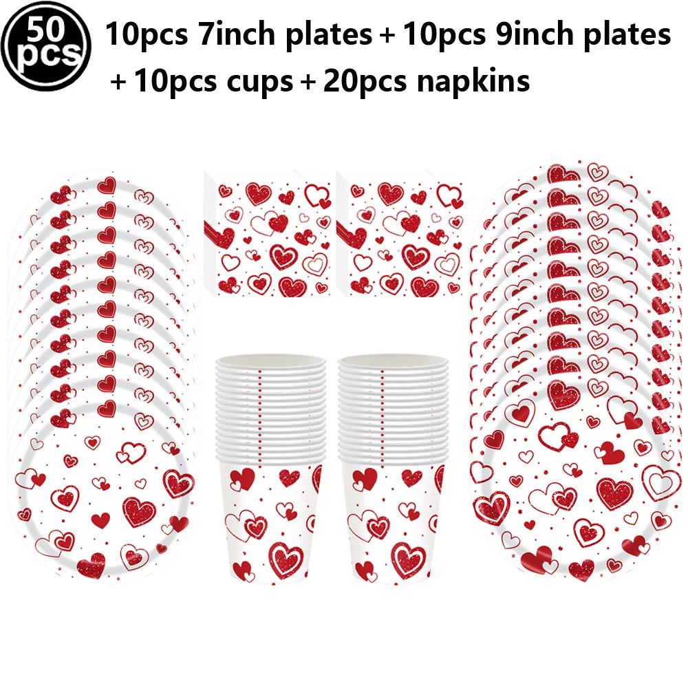 7pcs Valentines Heart Balloon 18" Foil Love Balloons Happy Valentines Balloon I Love You Balloon Valentines Day Wedding Decors