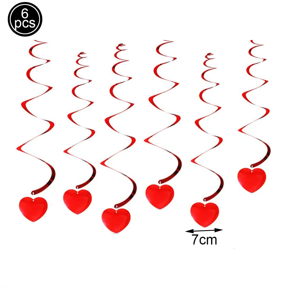 7pcs Valentines Heart Balloon 18" Foil Love Balloons Happy Valentines Balloon I Love You Balloon Valentines Day Wedding Decors