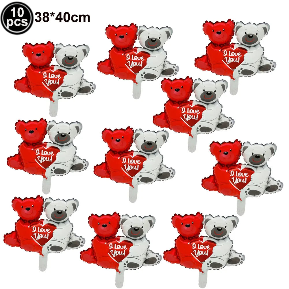 7pcs Valentines Heart Balloon 18" Foil Love Balloons Happy Valentines Balloon I Love You Balloon Valentines Day Wedding Decors