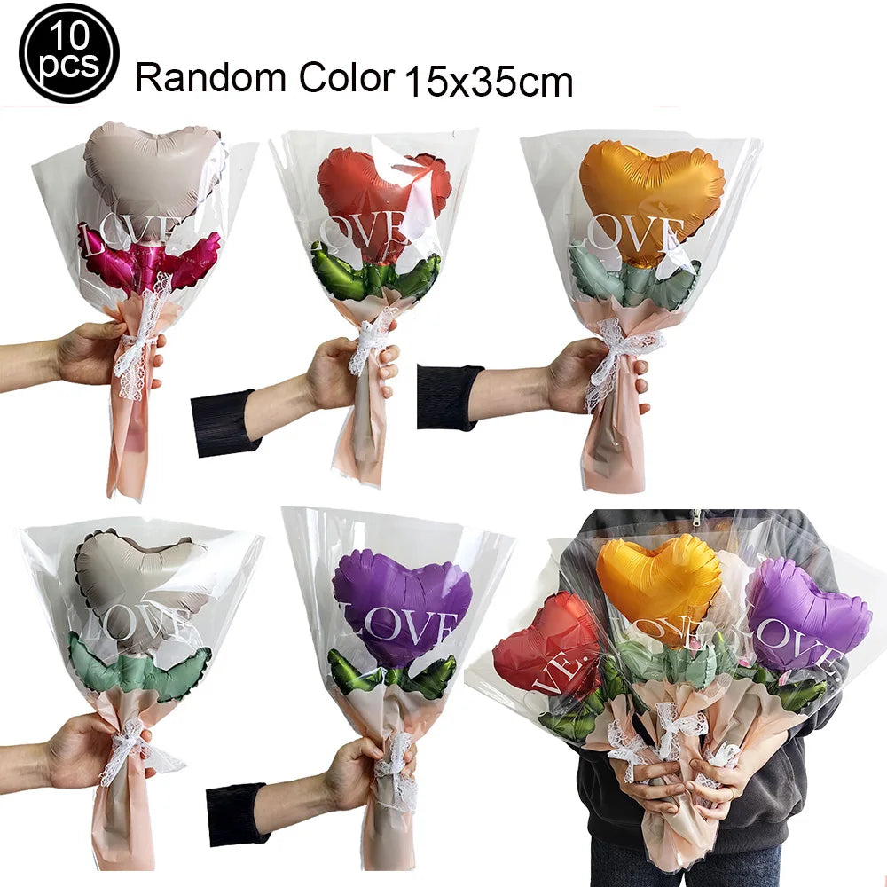 7pcs Valentines Heart Balloon 18" Foil Love Balloons Happy Valentines Balloon I Love You Balloon Valentines Day Wedding Decors