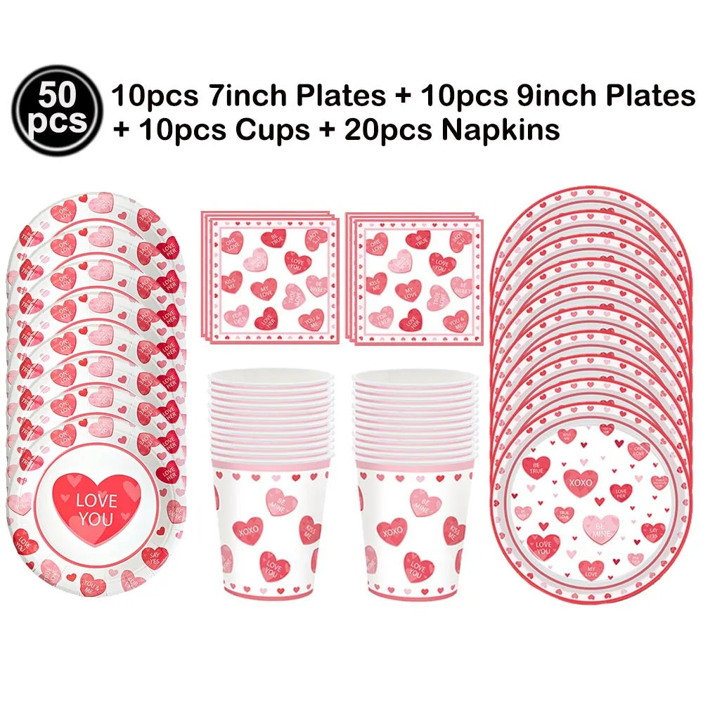 7pcs Valentines Heart Balloon 18" Foil Love Balloons Happy Valentines Balloon I Love You Balloon Valentines Day Wedding Decors