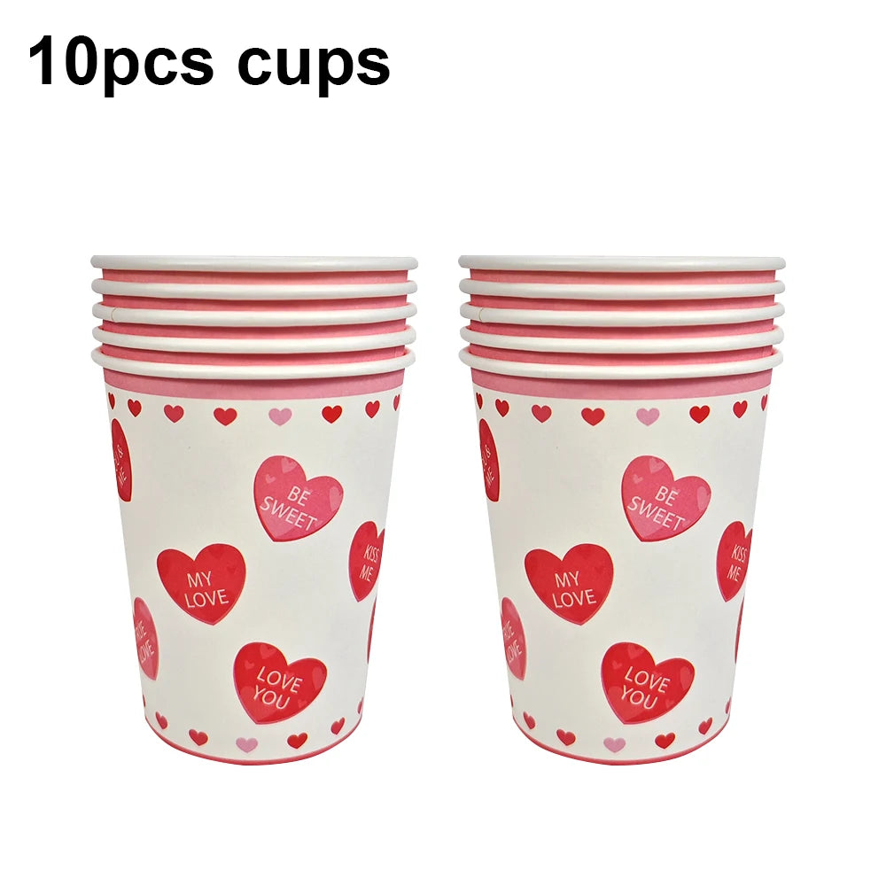 7pcs Valentines Heart Balloon 18" Foil Love Balloons Happy Valentines Balloon I Love You Balloon Valentines Day Wedding Decors