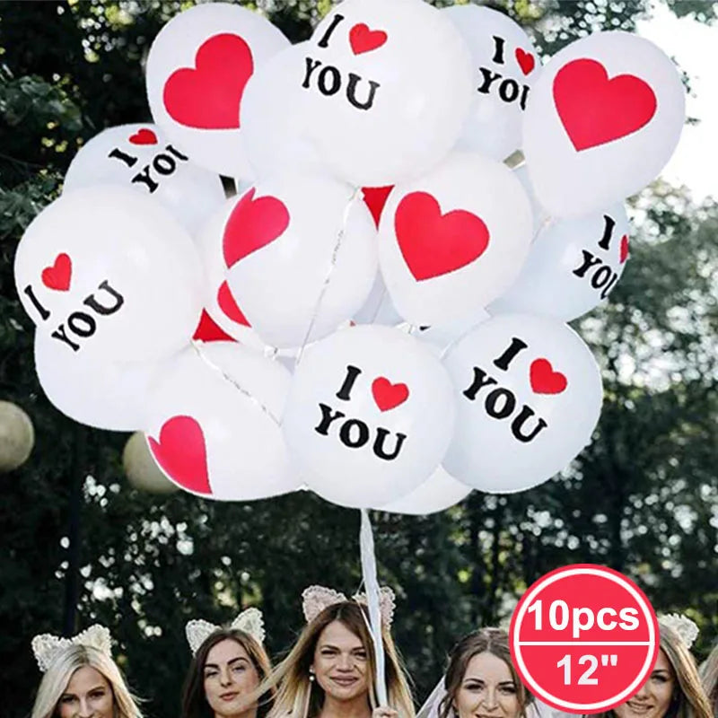 7pcs Valentines Heart Balloon 18" Foil Love Balloons Happy Valentines Balloon I Love You Balloon Valentines Day Wedding Decors