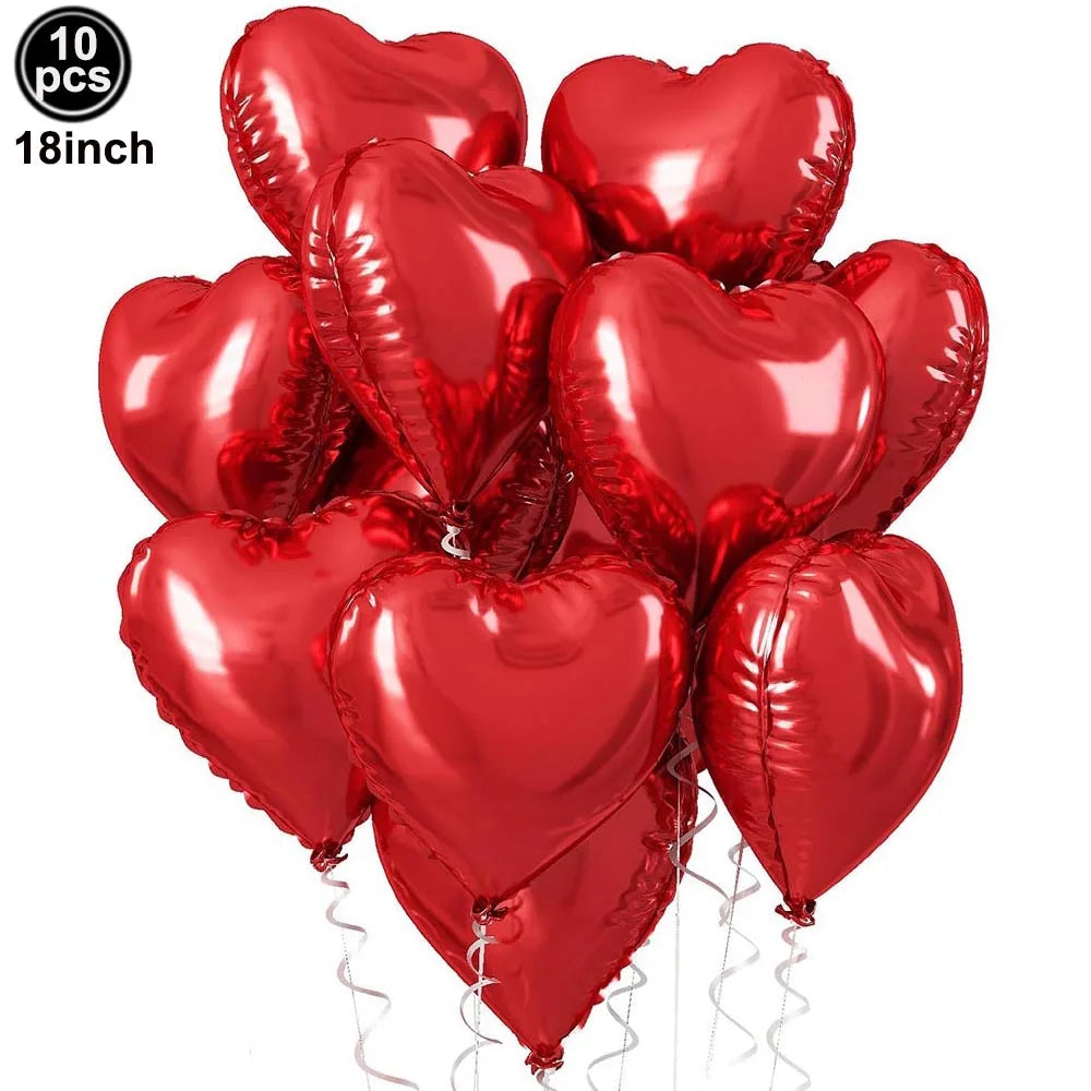 7pcs Valentines Heart Balloon 18" Foil Love Balloons Happy Valentines Balloon I Love You Balloon Valentines Day Wedding Decors