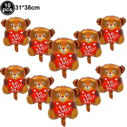 7pcs Valentines Heart Balloon 18" Foil Love Balloons Happy Valentines Balloon I Love You Balloon Valentines Day Wedding Decors
