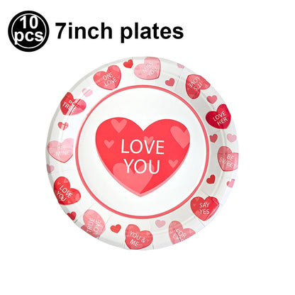 7pcs Valentines Heart Balloon 18" Foil Love Balloons Happy Valentines Balloon I Love You Balloon Valentines Day Wedding Decors