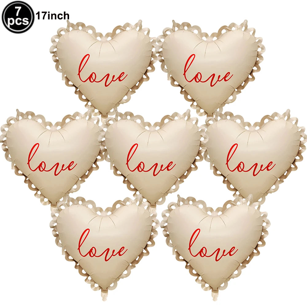7pcs Valentines Heart Balloon 18" Foil Love Balloons Happy Valentines Balloon I Love You Balloon Valentines Day Wedding Decors